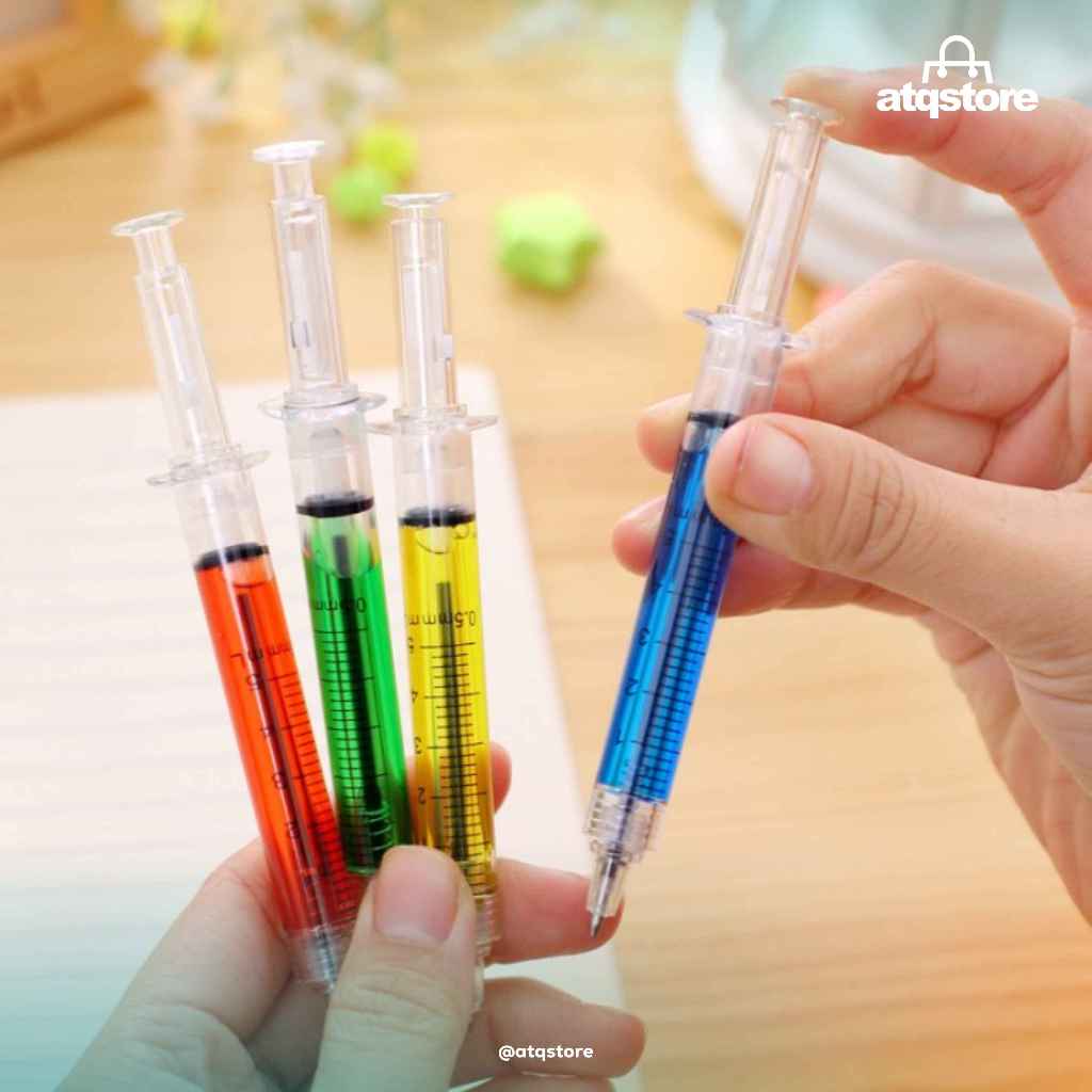 

DP Pulpen Tulis Bentuk Jarum Suntik Lucu Korean Syringe Ballpoint Pen Souvenir Aesthetic Fancy