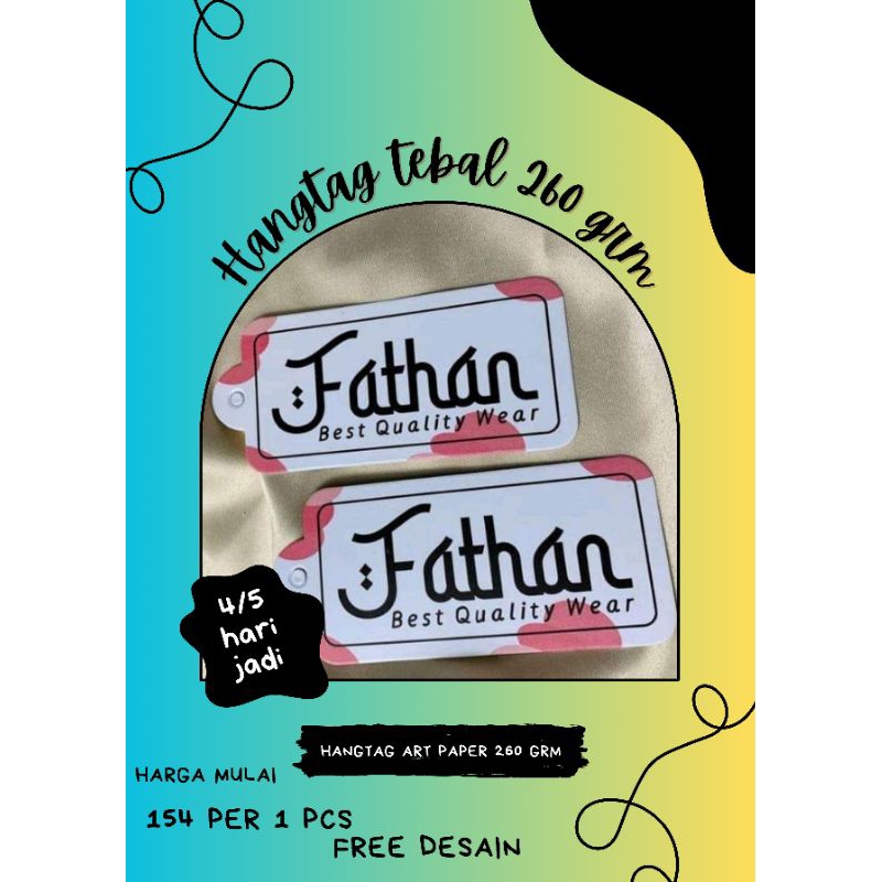 

( Free Desain ) Hangtag Art paper 260gsm Hangtag murah Label merk gantung Hangtag Custom