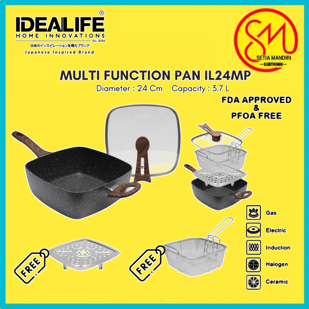 Idealife Multi Function Pan IL-24MP Cookware - Panci Serbaguna 24cm