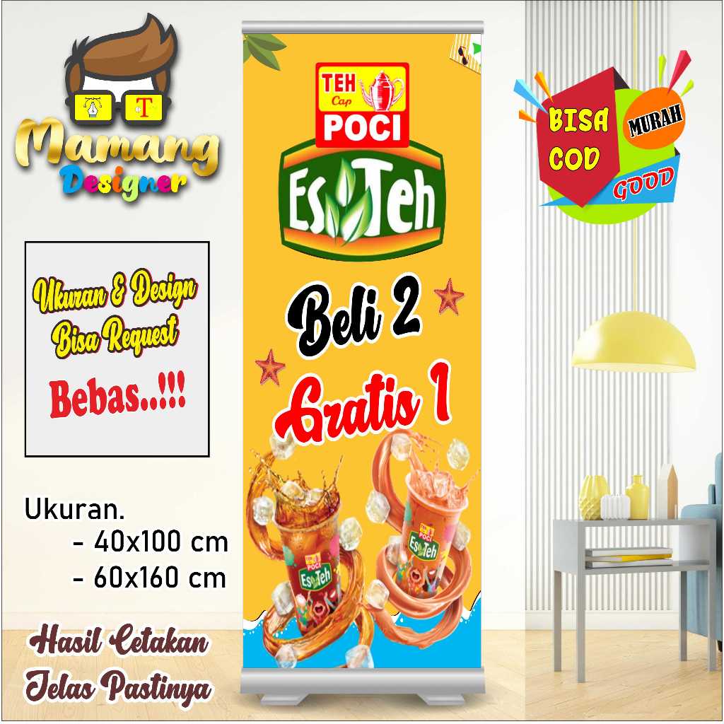 Spanduk Banner MMT Promo Es Teh Poci Bagus Murah bb