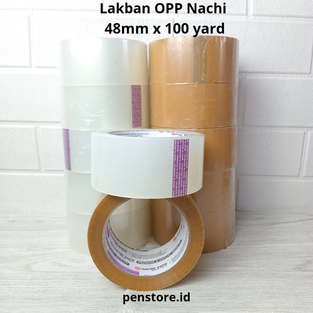 

Isolasi OPP NACHI 2" (48mm x 100yard) Bening / Coklat - Lakban Perekat Packing Original