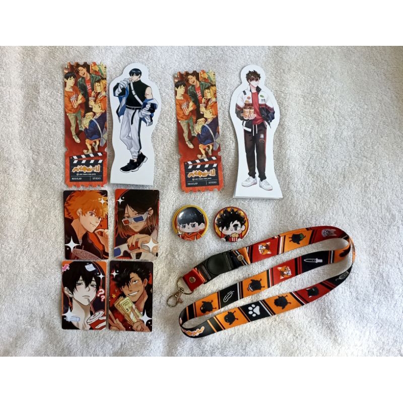 Sharing Merch Haikyuu nobar photocard pin standee lanyard ticket hinata kageyama kenma kuroo karasun
