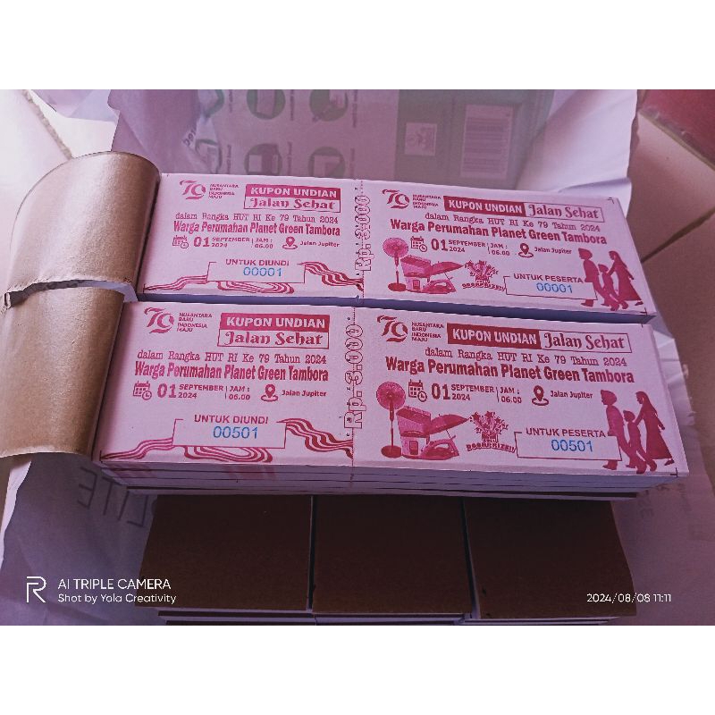 

karcis jalan sehat kertas hvs 70 g || sudah termasuk nomer undian