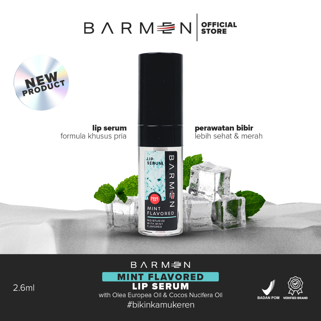BARMEN Lip Serum Moisturize With Mint Flavored - Perawatan Bibir Pria Untuk Bibir Hitam Kering dan P