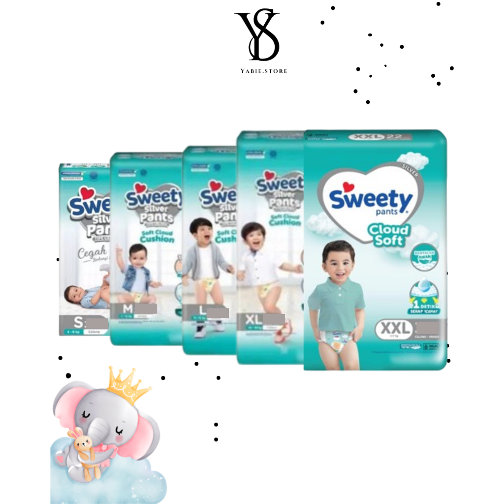 POPOK BAYI SWEETY SILVER PANTS UKURAN S/M/L/XL/XXL