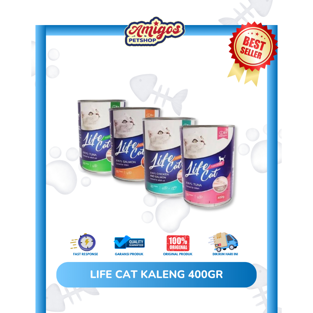 Makanan Kucing Life Cat Kaleng 400 Gr - Life Cat Kaleng Kitten Tuna - Life Cat kaleng Kitten Salmon 