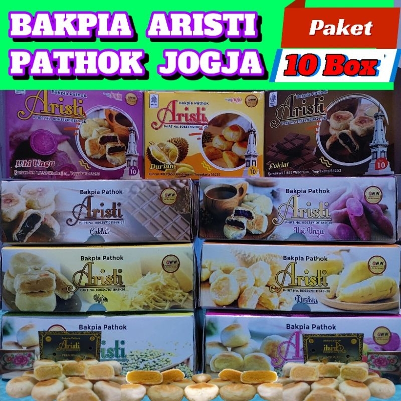 

Paket 10box bakpia Pathok Aristi Kering isi 10biji