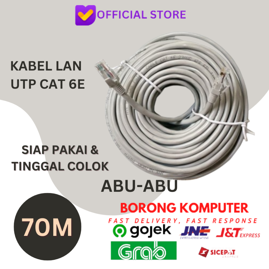 Kabel LAN 70m CAT 6 Internet Jaringan Cat6 UTP 70 Meter
