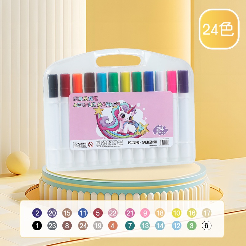 

D3W! Spidol Akrilik Acrylic Marker Set 12/24/36/48/60/80 Warnas Paint Marker DIY Painting Tahan Air