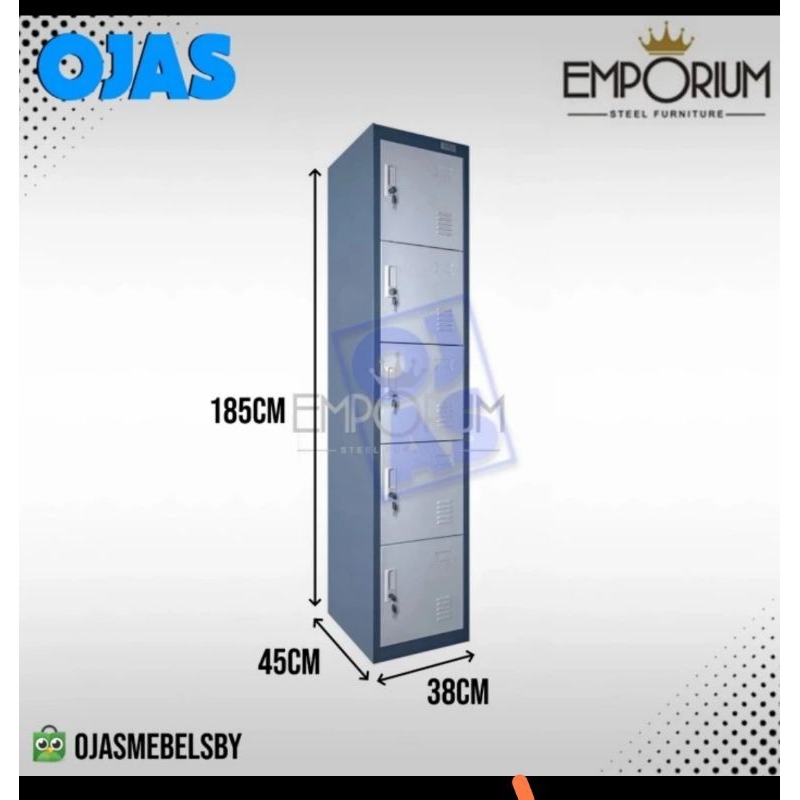 LEMARI ARSIP PLAT BESI  LOKER 5 PINTU EMPORIUM