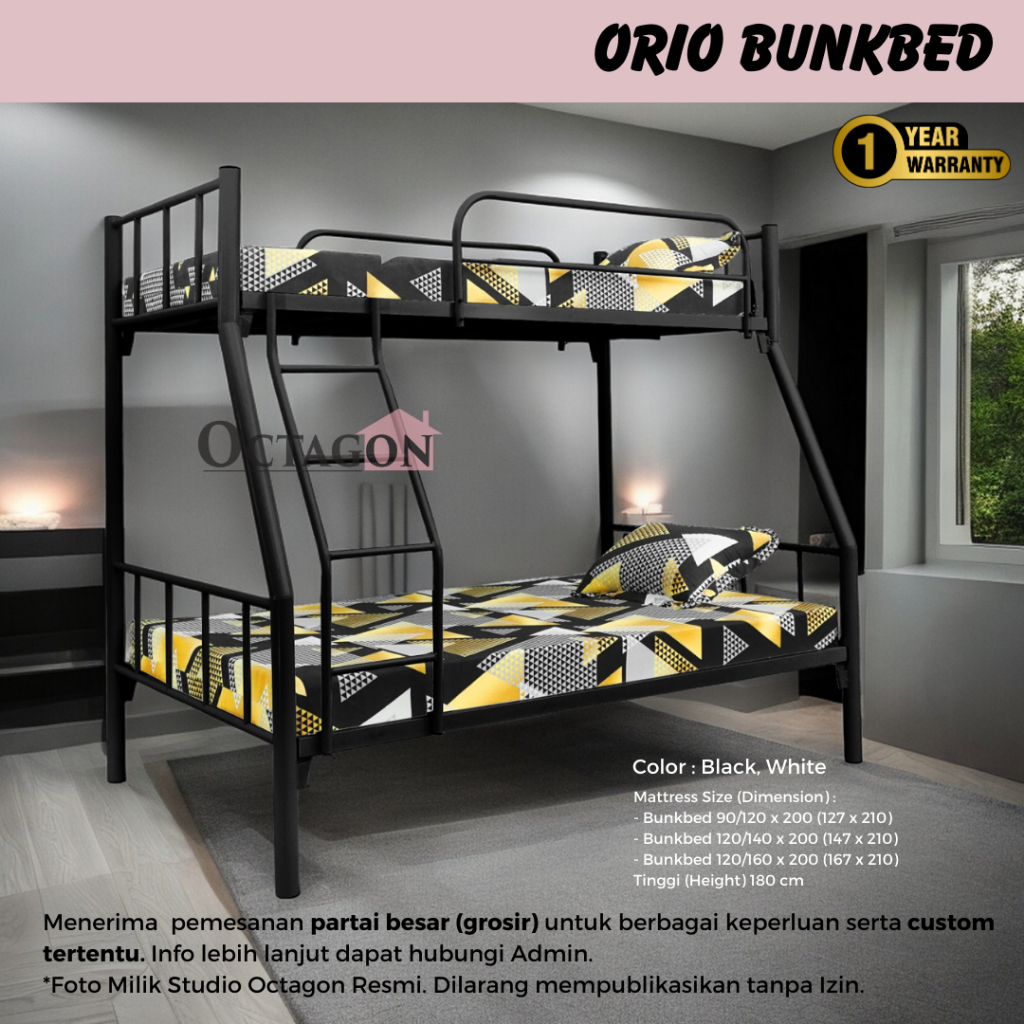 Ranjang Besi Susun Bunkbed Orio 90/120x200