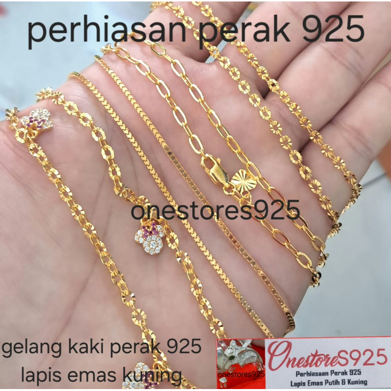 GELANG KAKI MODEL MODEL PERAK 925 ASLI LAPIS EMAS KUNING