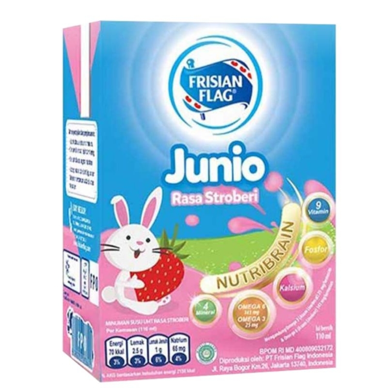 

Frisian flag Susu UHT kotak nutribrain omega 115 ml strawberry junio
