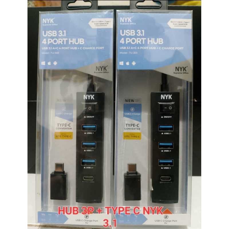 USB HUB 4PORT+TYPE C NYK USB 3.0