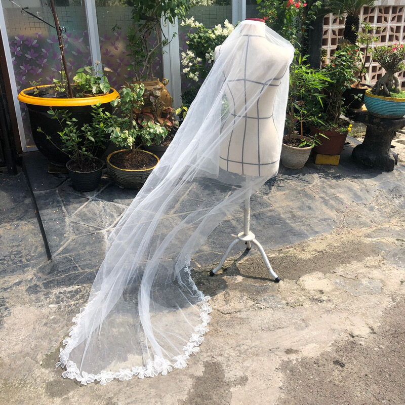 Sarkara wedding veil 77 bunga organza 2 m