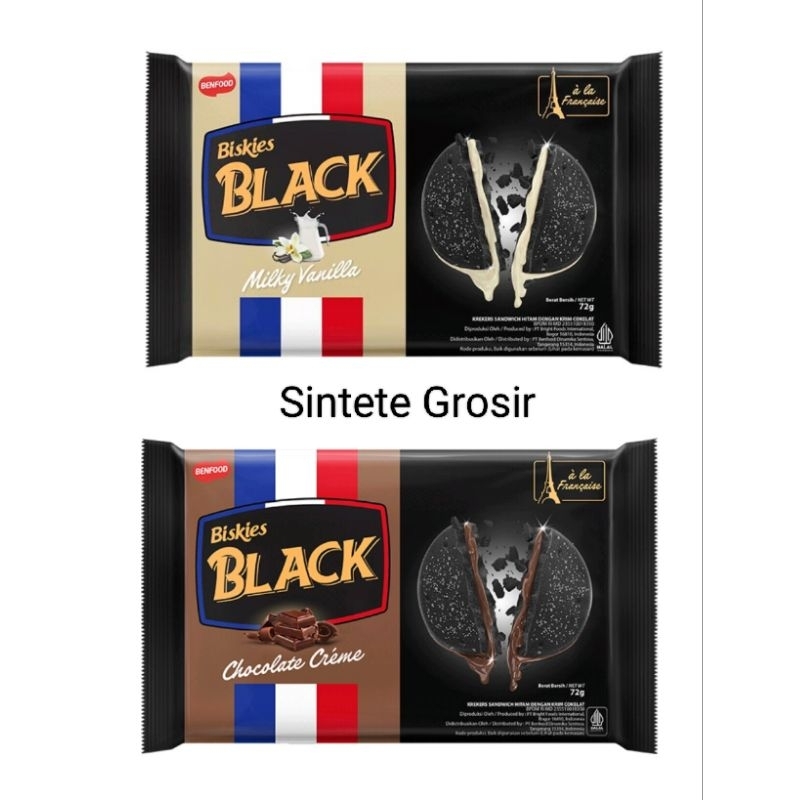 

Biskies Black Biskuit Sandwich Milky Vanila & Cokelat Creme isi 72 g