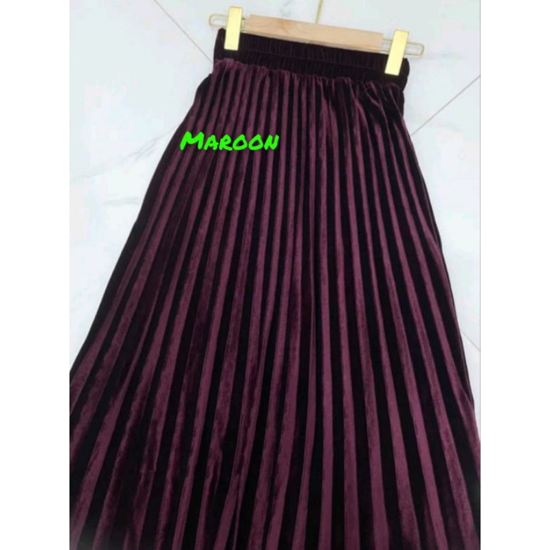 New Arrival Rok Plisket Bludru/Rok Plisket Bludru Gradasi/Rok Plisket Bludru Panjang/Rok Plisket