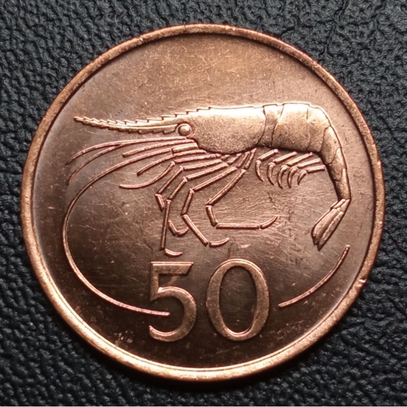 Koin Kuno Islandia 50 Aurar tahun 1986 | Koin Asing Mancanegara