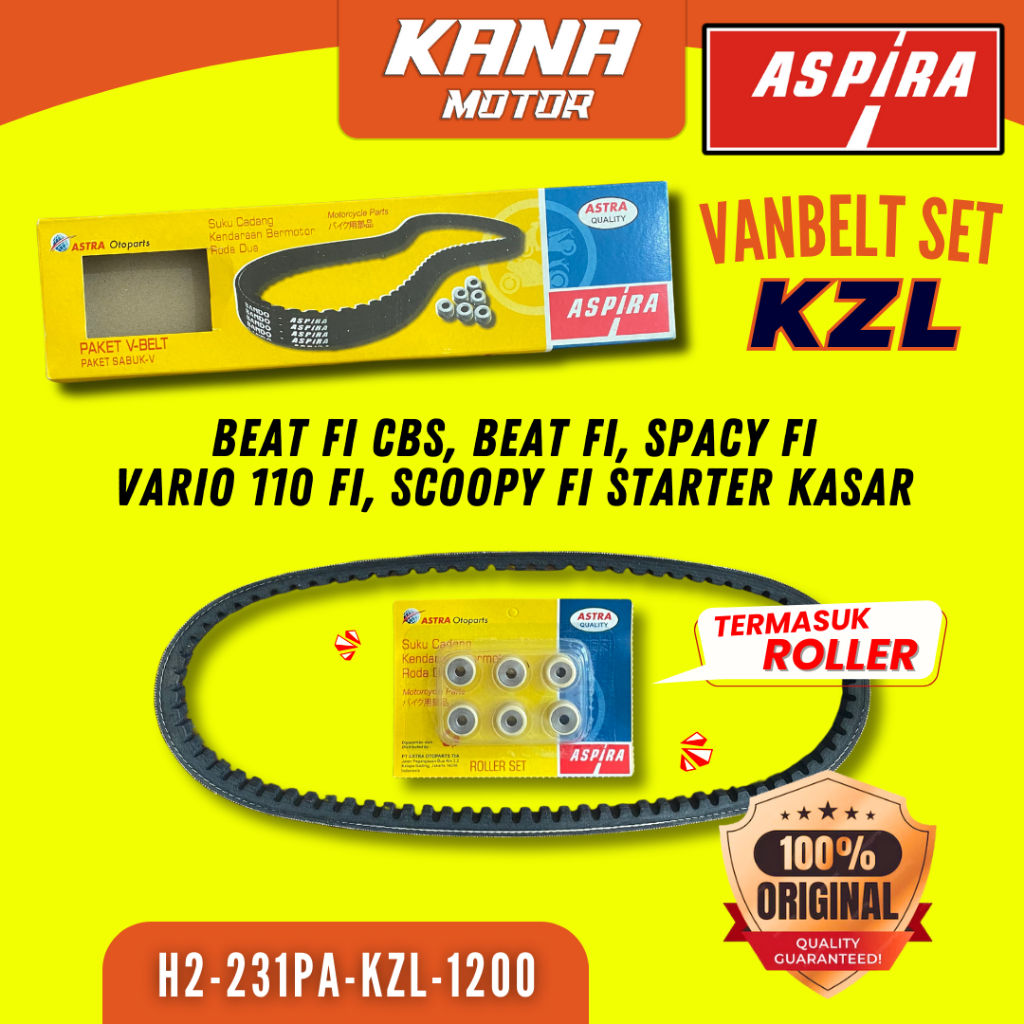 VANBELT VBELT V BELT SET PAKET ROLLER ASPIRA BANDO KZL KVB BEAT FI VARIO FI SCOOPY FI SPACY FI START