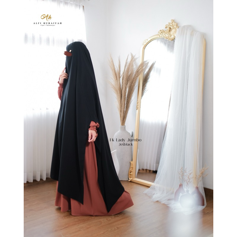 French Khimar Lady Jetblack Jumbo by Alfi Huraiyah (tanpa gamis)