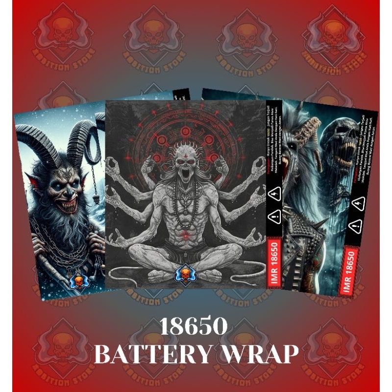 

AMBITIONSTORE - Stiker Skin Wrap Baterai 18650 hologram Motif Ambition V16 Original Series - Pelindung dan Penghias Baterai 18650 Untuk Segala Merek Baterai