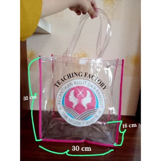 

30x32x16 Tas Mika PVC printing UV / Custom Tas Mika Transparan Bento Print UV Tas Ulang Tahun Souvenir Hampers Ultah Goody bag