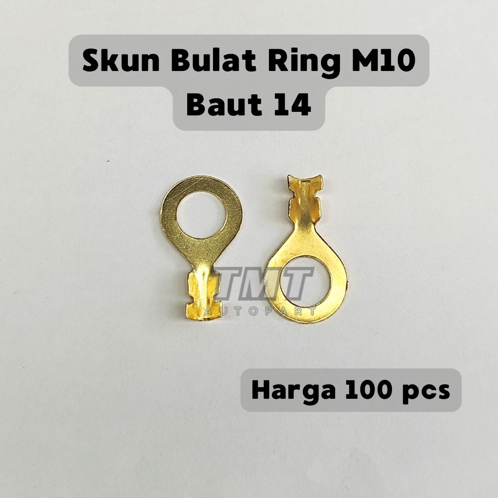 (100 pcs) Skun Bulat Ring M10 / Skun Aki Bulat M10 / Terminal Ring Baut 14 Kabel Kecil