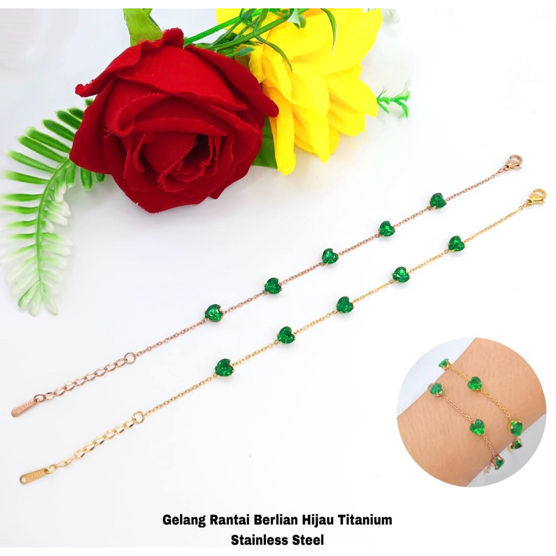 Gelang tangan permata biru Titanium perhiasan wanita