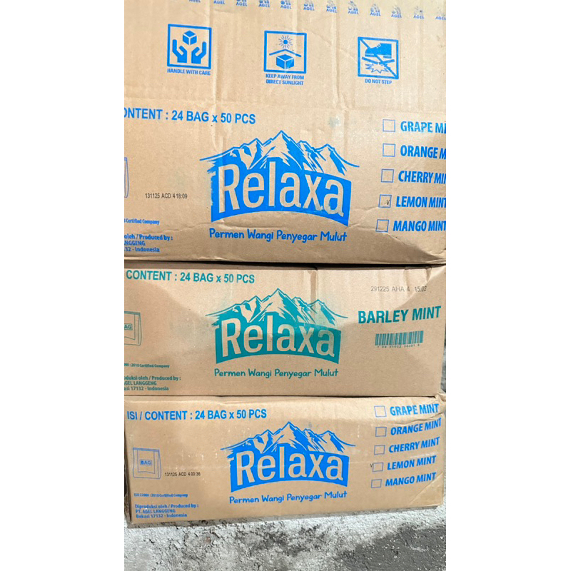 

1 karton Permen RELAXA barley mint isi 24 bag ( Bisa Mix )