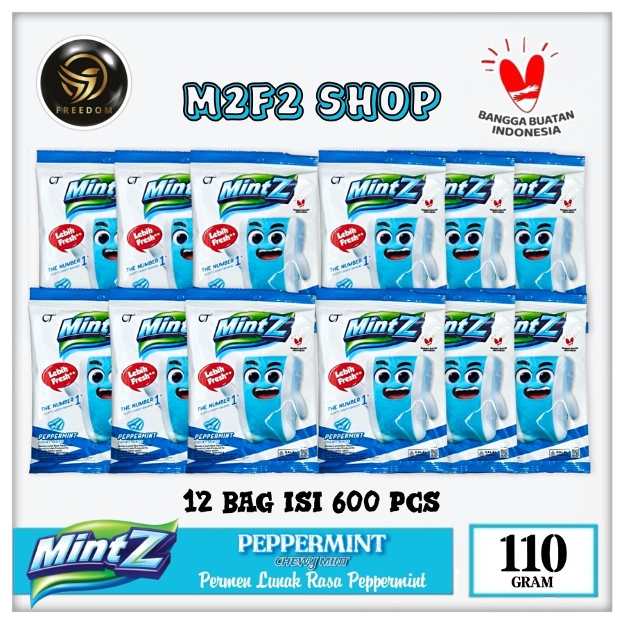 

Mintz Peppermint Chewy Mints | Permen Lunak - 110 gr (Kemasan 12 Pack)