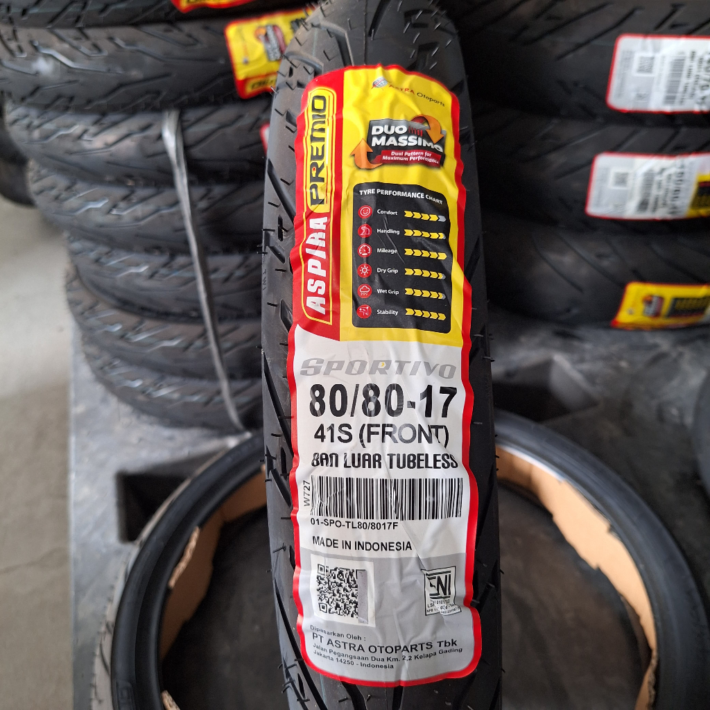 Ban Depan Aspira Premio Sportivo 80/80-17 ring 17 Tubeless