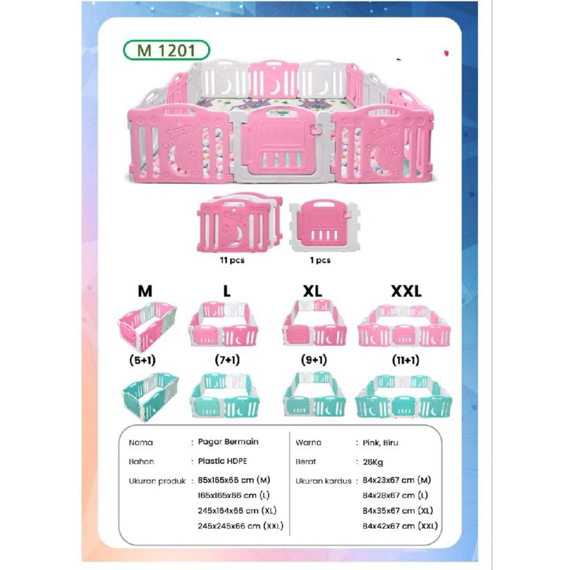 Mainan Playground anak mainan pagar taman bermain anak motif bulan bahan tebal premium M 1201