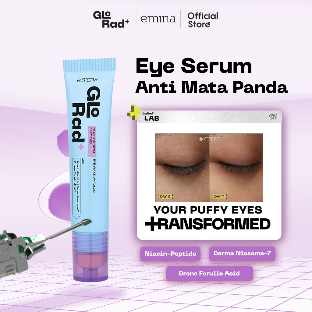 Emina GloRad+ Instant Refresh Puffy Eyes Eye Wake Up Roller - Eye Serum Samarkan Mata Panda, Mencera