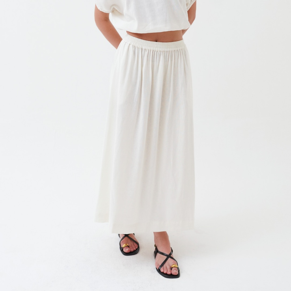 Mississippi Flare Midi Skirt Rok Midi LIN000522M Offwhite