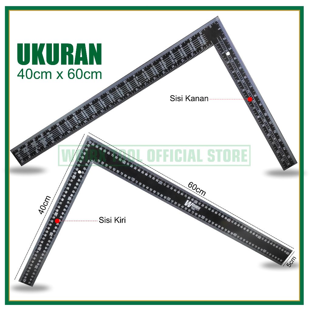 

WOIRX TOOL Penggaris Siku Meter Siku Tukang Full Besi 20x30cm 40x60cm