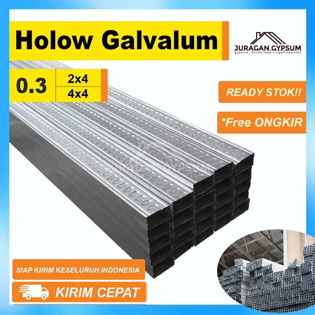 Holow 0.3 Galvalum 4meter / hollow plafon 0.3mm / holo 0,3 mm 2x4 4x4 / Holow gypsum 0,3mm