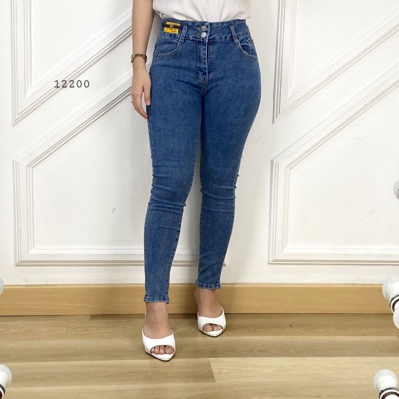 12200 Celana Panjang Jeans KUJIAJIA Fashion Denim Size M-2XL Pensil Jeans Stretch Polos/ Celana Pens