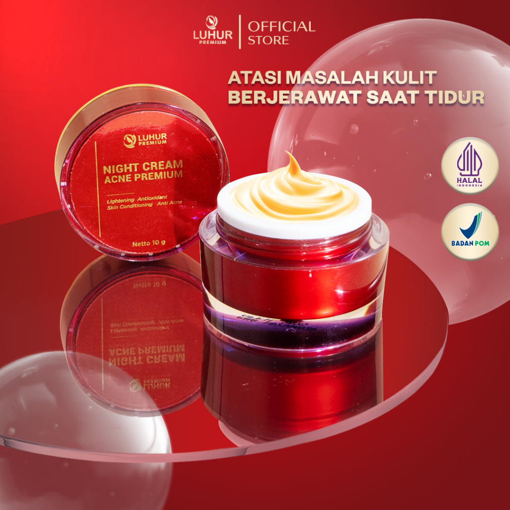Luhur Premium - Night Cream Acne Krim Malam Wajah Berjerawat Skin Lightening Anti Acne