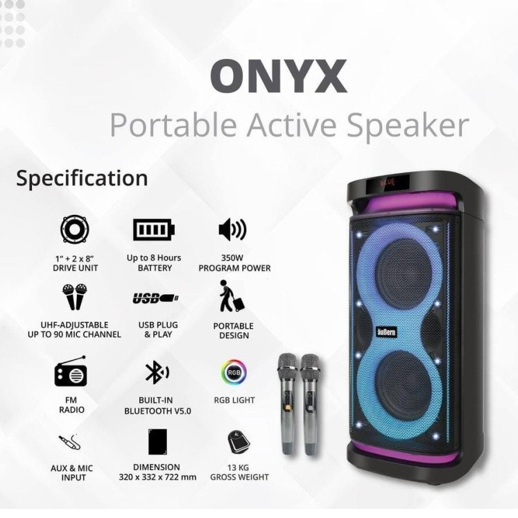 Professional AUBERN ONYX  Portable Active Speaker