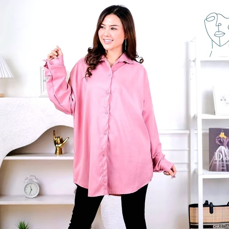 Dexy loose oversize shirt bahan katun poly fit L
