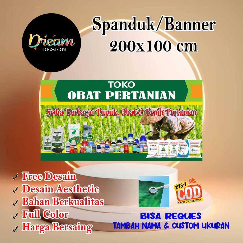 Spanduk 200x100 cm toko obat pertaninan Custom Desain