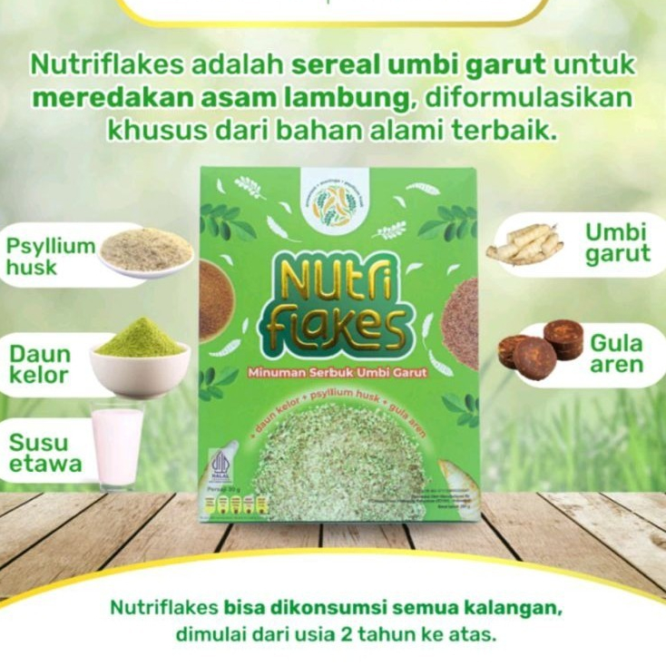 

NUTRIFLAKES Sereal Umbi Garut Solusi Maag dan Lambung Sarapan Sehat Program Diet Low Sugar