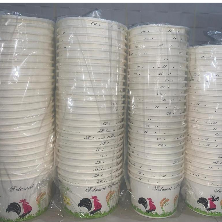 Paper Bowl Motif Ayam+Tutup/Uk : 360ml/500ml/650ml/800ml