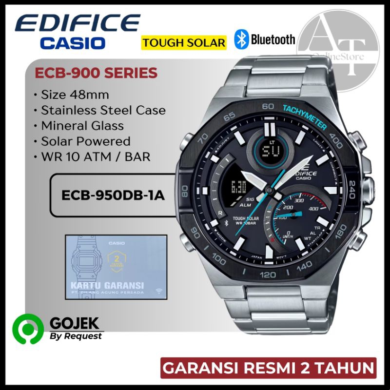 Jam Tangan Pria Casio EDIFICE ECB-950DB-1A ECB950DB Tough Solar ORIGINAL Garansi Resmi