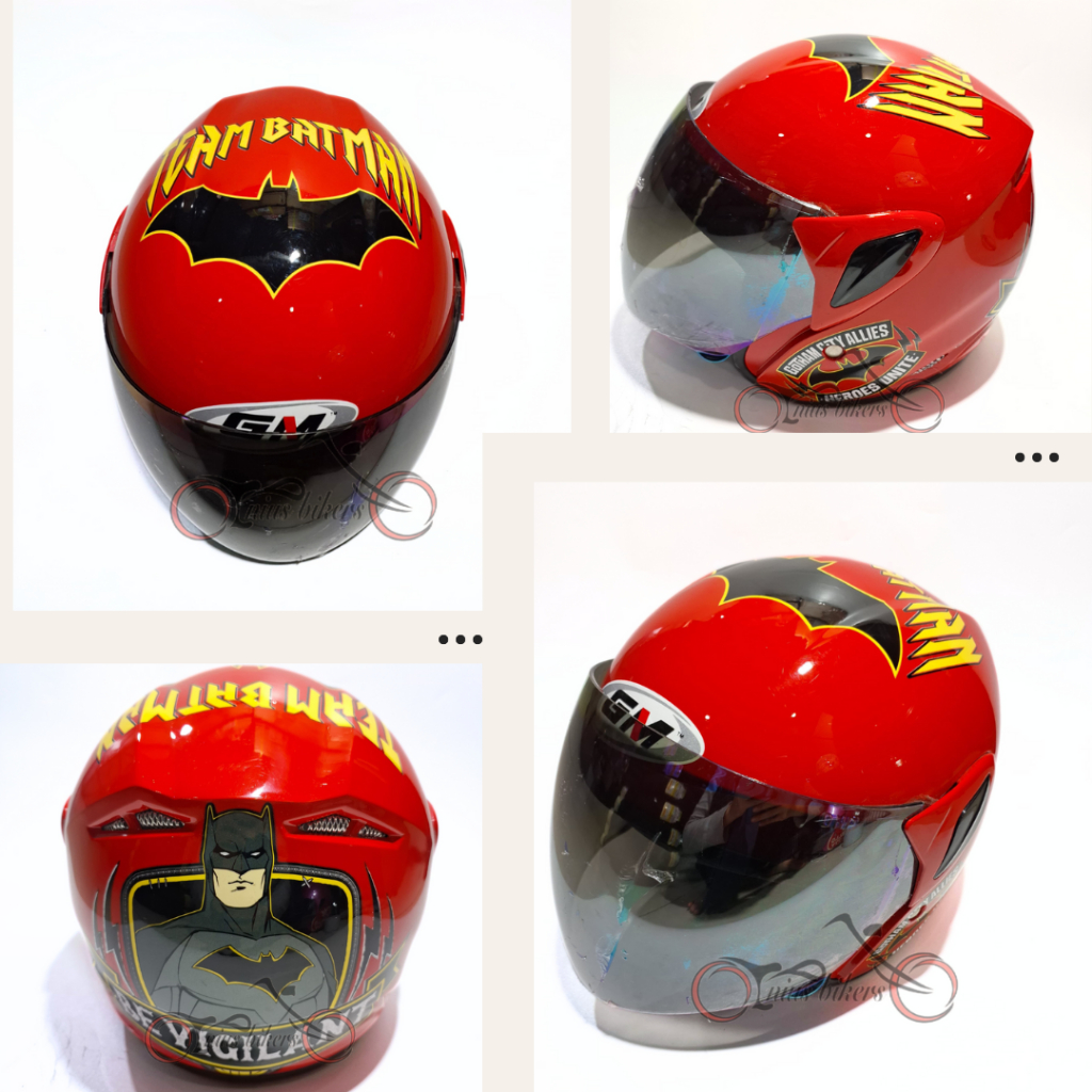 Helm Gm Anak Batman 3 Red - HELM ANAK SNI BERKUALITAS