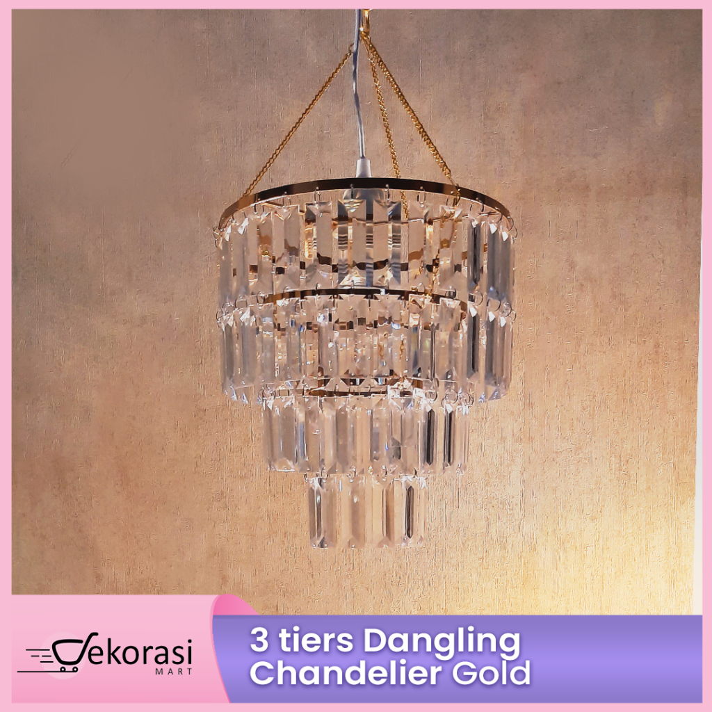 3 Tiers Dangling Chandelier/ Lampu Gantung Dekorasi susun 3/dekorasi pesta/dekorasi pernikahan/lampu