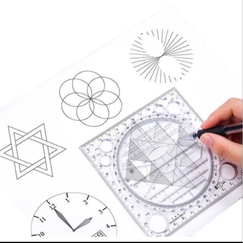 

penggaris geometri matematika spirograph cetakan gambar multifungsi