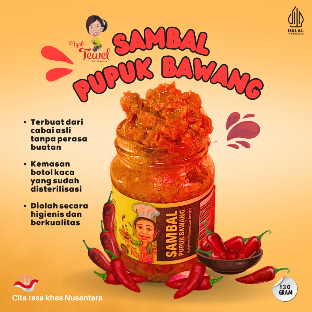 

NYAH TEWEL - Sambal Pupuk Bawang 130 Gr Sambal Khas Nusantara Indonesia