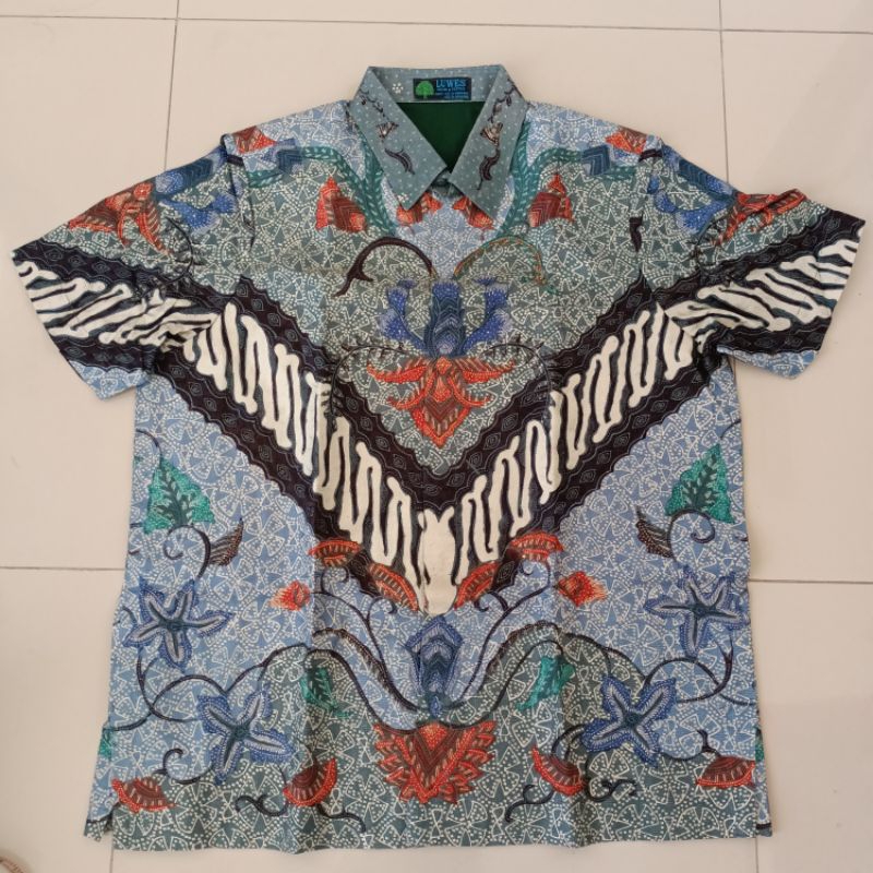 Kemeja batik pria lengan panjang katun Luwes motif parang XL