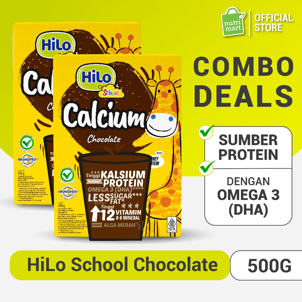 

Twin Pack - HiLo School Chocolate 500 gr - Susu Tinggi Kalsium Rendah Lemak